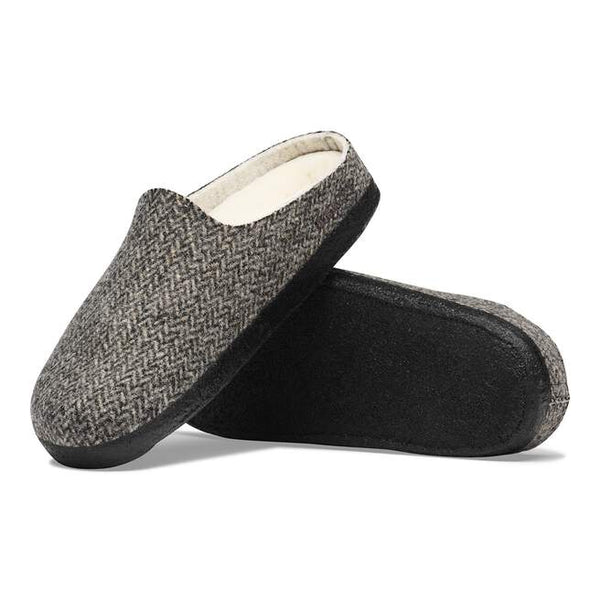 Birkenstock Mens Amsterdam Wrapped Shearling Slipper - Herringbone Grey