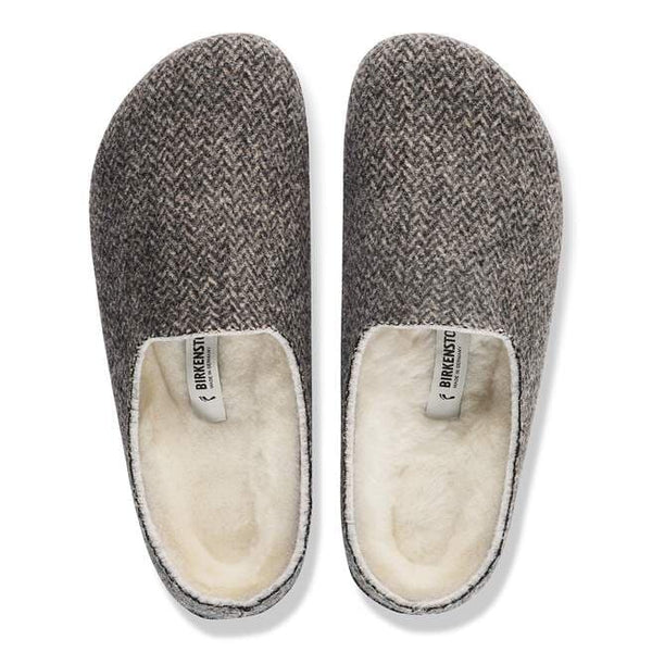 Birkenstock Mens Amsterdam Wrapped Shearling Slipper - Herringbone Grey