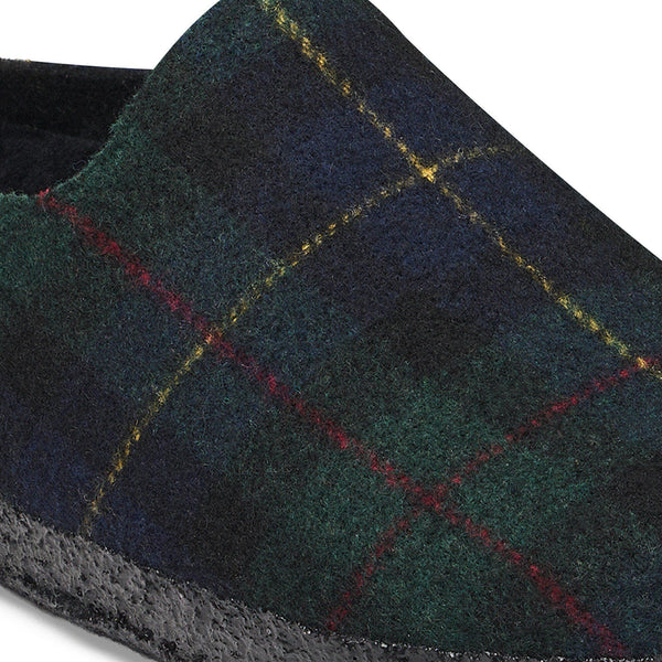 Birkenstock Mens Amsterdam Wrapped Shearling Slipper - Green Navy Plaid
