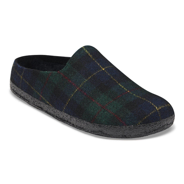 Birkenstock Mens Amsterdam Wrapped Shearling Slipper - Green Navy Plaid