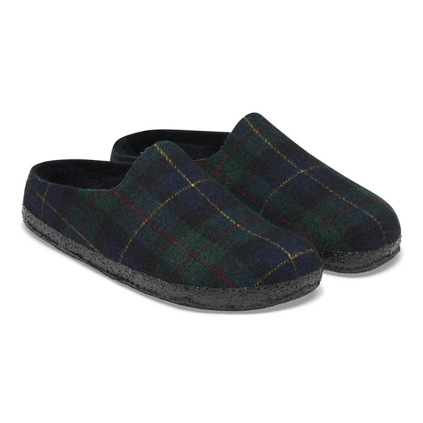 Birkenstock Mens Amsterdam Wrapped Shearling Slipper - Green Navy Plaid