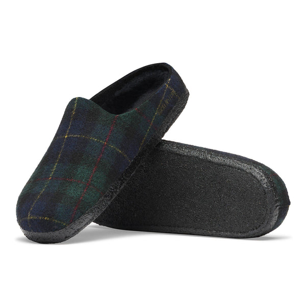 Birkenstock Mens Amsterdam Wrapped Shearling Slipper - Green Navy Plaid