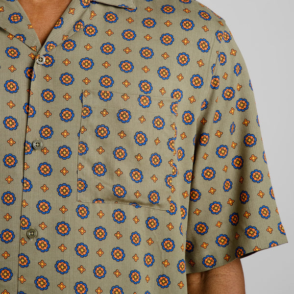Dedicated Marstrand Medallion S/S Shirt - Ditsy Green