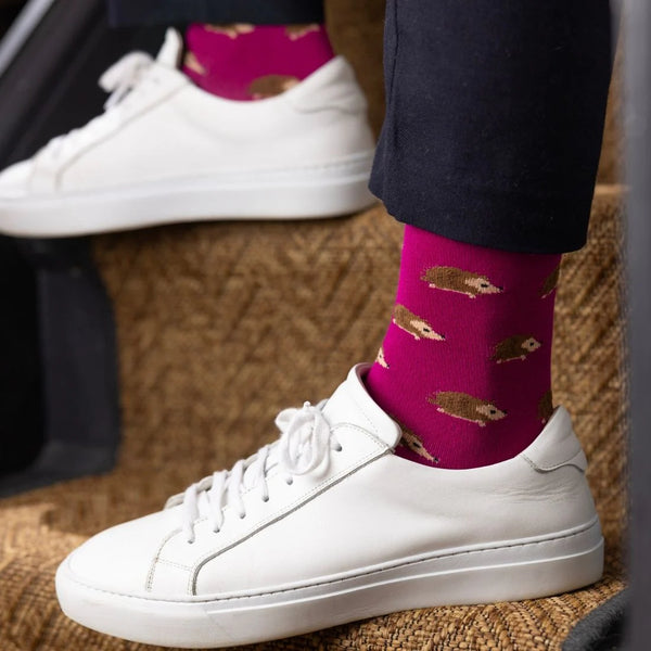 Swole Panda Bamboo Hedgehog Socks - Pink