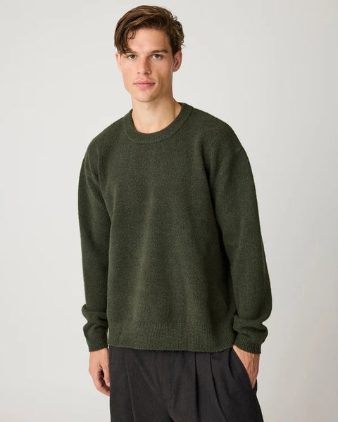 Knowledge Cotton Apparel Souffle Yarn Sweater - Forest Night