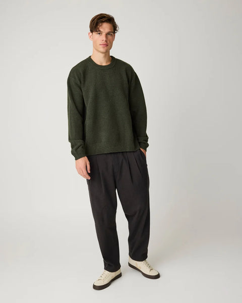 Knowledge Cotton Apparel Souffle Yarn Sweater - Forest Night