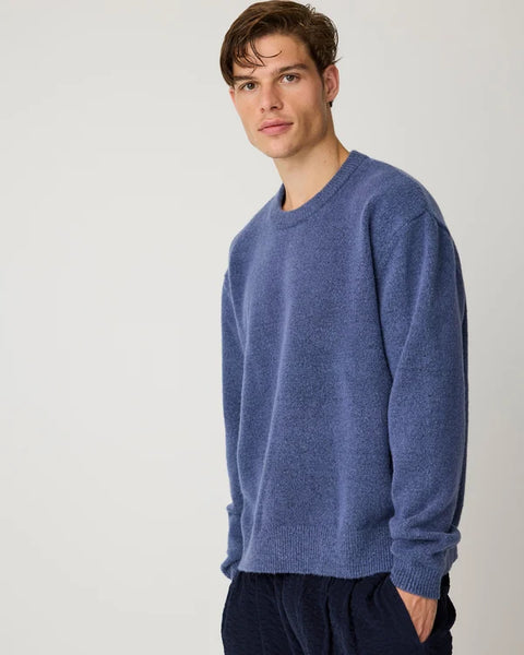 Knowledge Cotton Apparel Souffle Yarn Sweater - Vintage Indigo