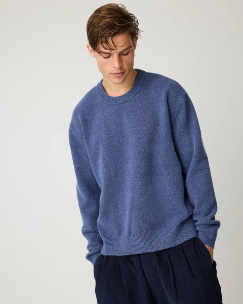 Knowledge Cotton Apparel Souffle Yarn Sweater - Vintage Indigo