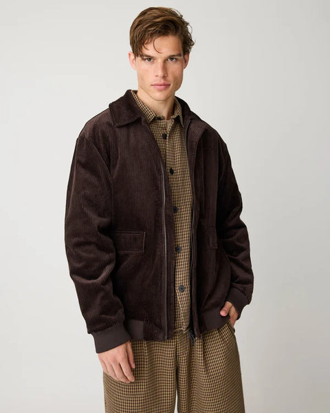 Knowledge Cotton Apparel Houndtooth Overshirt - Dark Brown Check
