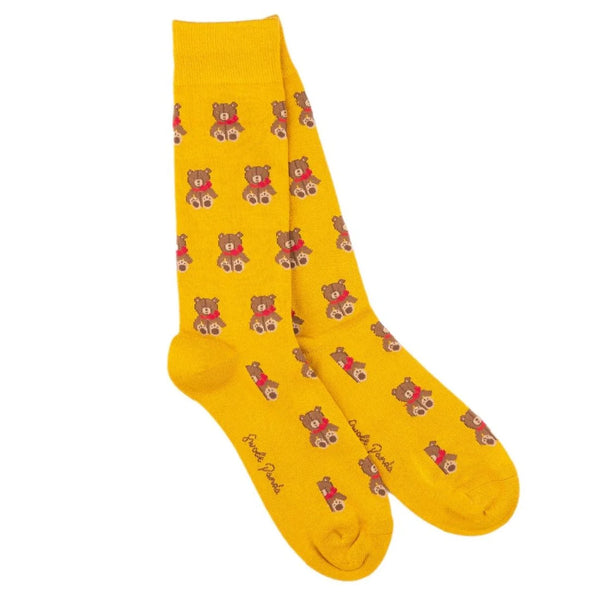 Swole Panda Teddy Bear Socks - Yellow