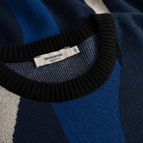 Dedicated Mora Wavey Stripe Sweater - Blue