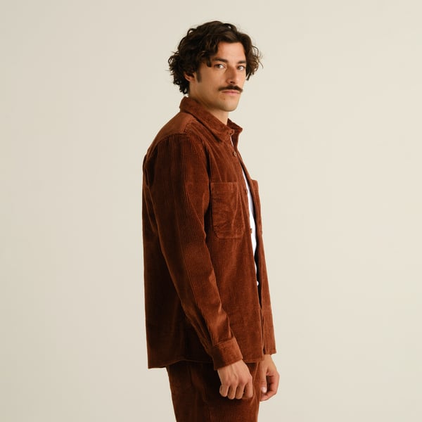Dedicated Kil Corduroy L/S Overshirt/Shirt - Cappuccino Brown