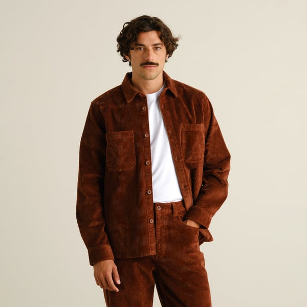 Dedicated Kil Corduroy L/S Overshirt/Shirt - Cappuccino Brown