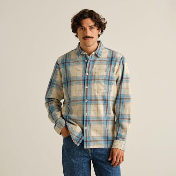 Dedicated Rute Flannel L/S Tartan Check Shirt - Oats White