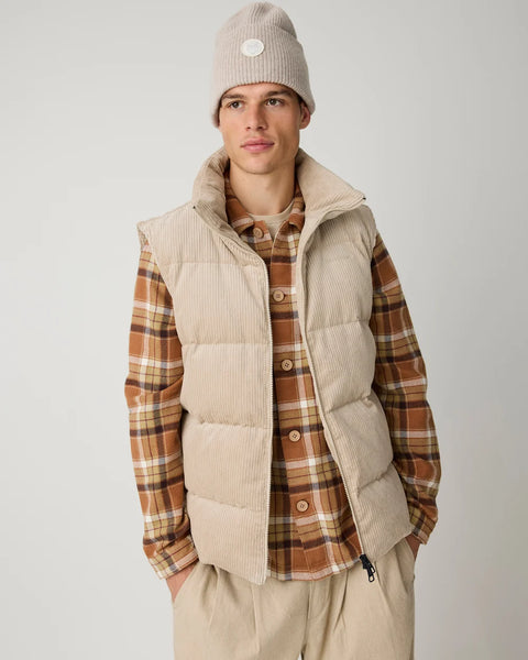 Knowledge Cotton Apparel Flannel Check Overshirt - Beige Check