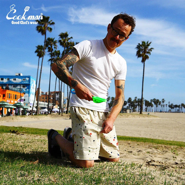 Cookman Chef Short Pants Front Pocket - Sauce Splash - Beige