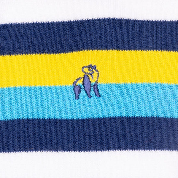 Swole Panda Bamboo Striped Socks - Navy/Yellow/Blue
