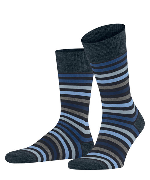 Falke Mens Tinted Stripe Socks - Dark Navy