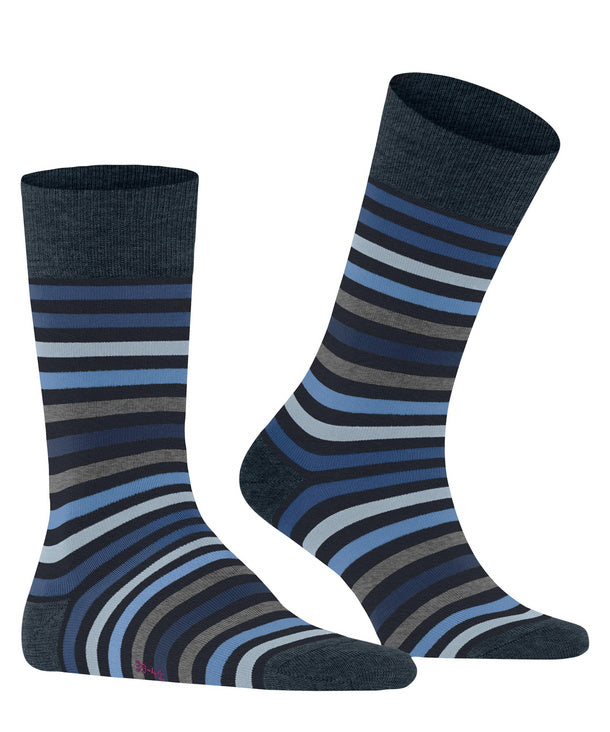 Falke Mens Tinted Stripe Socks - Dark Navy
