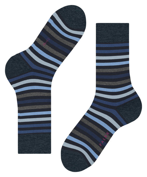 Falke Mens Tinted Stripe Socks - Dark Navy