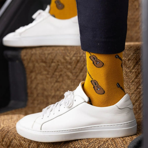 Swole Panda Guitar Socks - Yellow/Brown