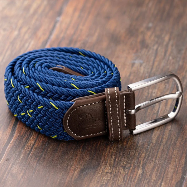 Swole Panda Woven Belt - Navy/Lime Green Dot