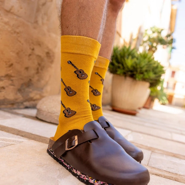 Swole Panda Guitar Socks - Yellow/Brown