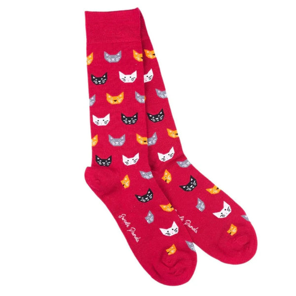 Swole Panda Cat Socks - Red