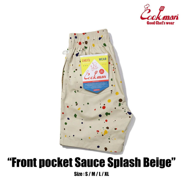 Cookman Chef Short Pants Front Pocket - Sauce Splash - Beige