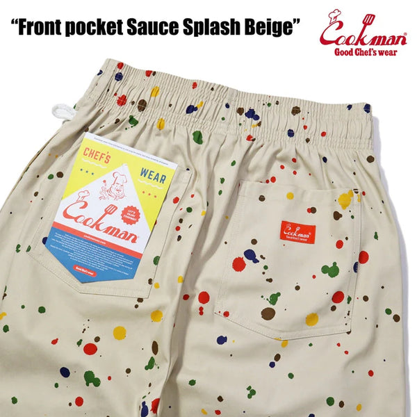 Cookman Chef Short Pants Front Pocket - Sauce Splash - Beige