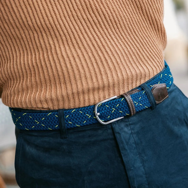 Swole Panda Woven Belt - Navy/Lime Green Dot