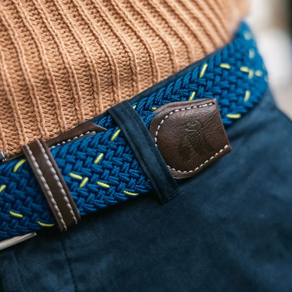 Swole Panda Woven Belt - Navy/Lime Green Dot