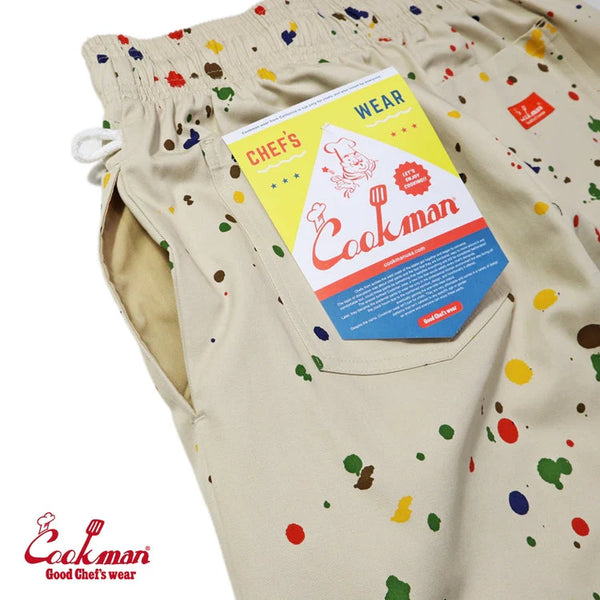 Cookman Chef Short Pants Front Pocket - Sauce Splash - Beige