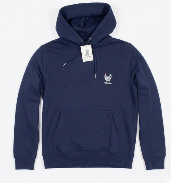 Varanacci Embroidered Relaxed Chicken On A Skateboard Hoodie - Navy