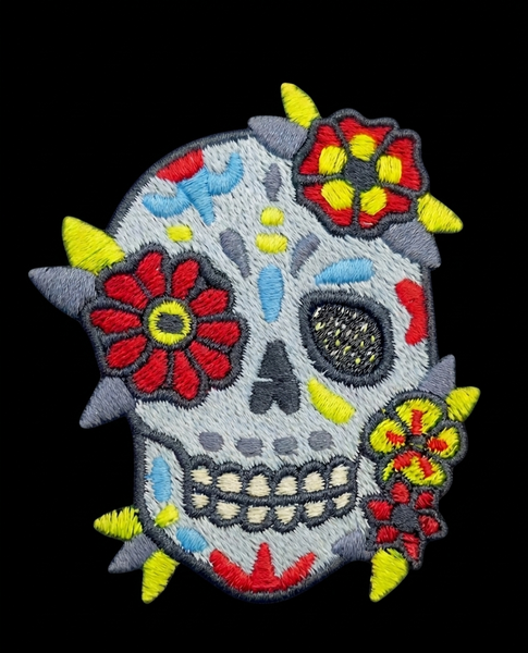 Varanacci Emroidered Floral Skull Organic Tee - Black