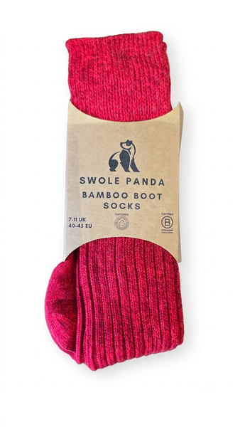 Swole Panda Bamboo Boot Socks - Red