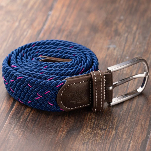 Swole Panda REPREVE®Woven Belt - Navy/Pink Dot