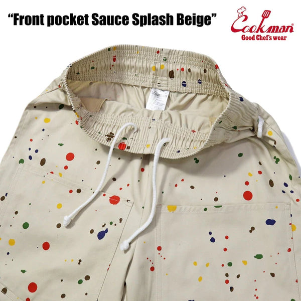 Cookman Chef Short Pants Front Pocket - Sauce Splash - Beige
