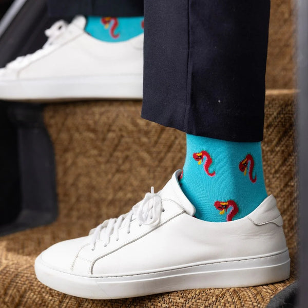 Swole Panda Dragon Socks - Blue/Red
