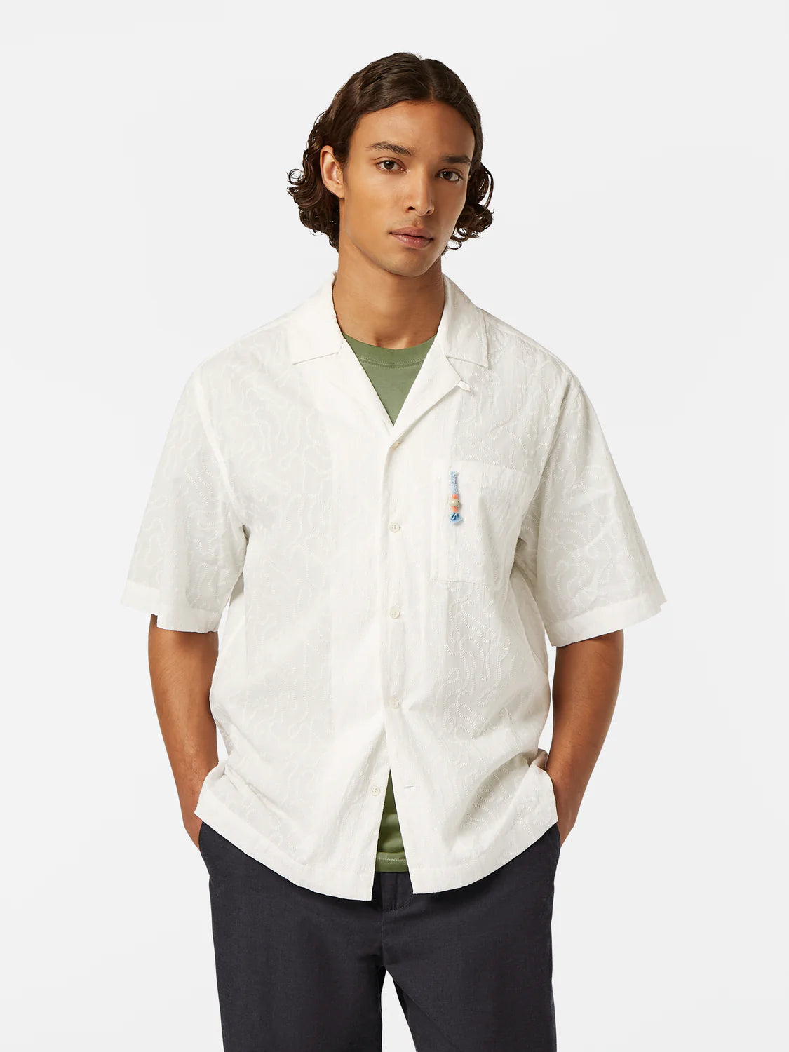 Scotch & Soda Embroidered S/S Shirt - White