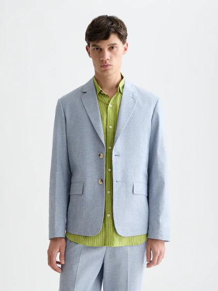 Scotch & Soda Unconstructed Relaxed Fit Linen Blazer - Infinity