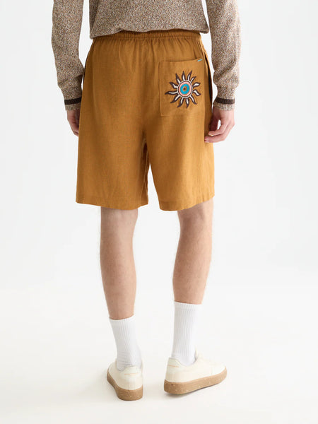 Scotch & Soda Embroidered Linen Blend Shorts - Cathay Spice