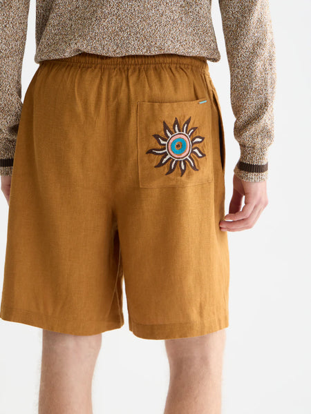Scotch & Soda Embroidered Linen Blend Shorts - Cathay Spice