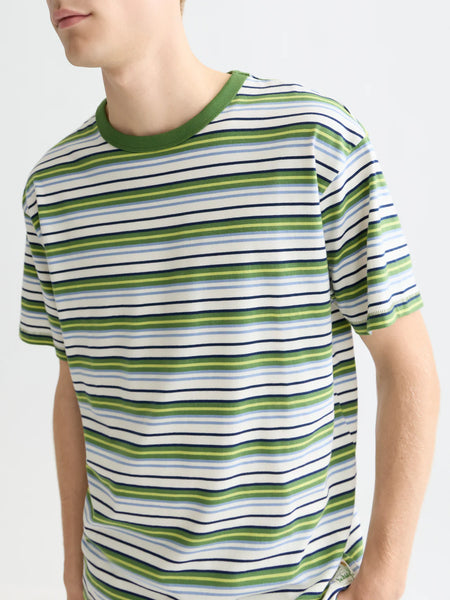 Scotch & Soda Relaxed Striped Yarn Dyed Tee - Garden Green Stripe