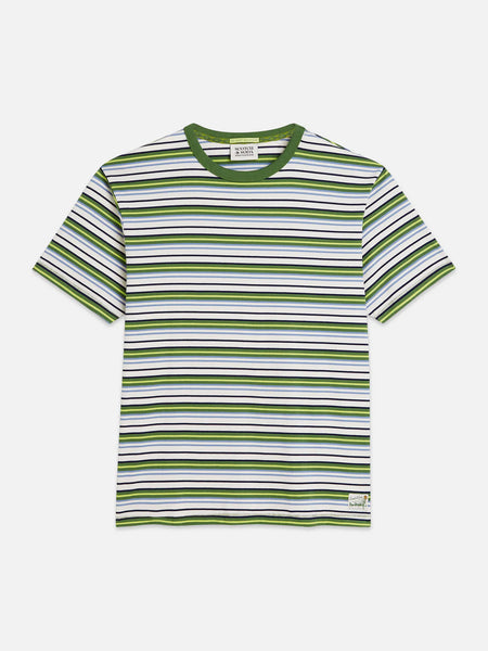 Scotch & Soda Relaxed Striped Yarn Dyed Tee - Garden Green Stripe