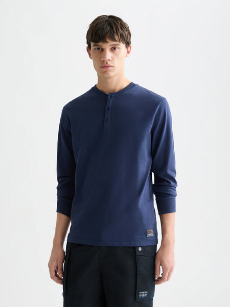 Scotch & Soda Henley L/S Tee - Pageant Blue