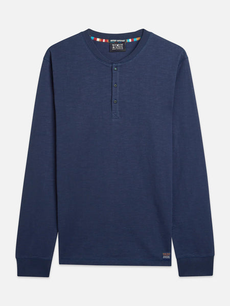 Scotch & Soda Henley L/S Tee - Pageant Blue