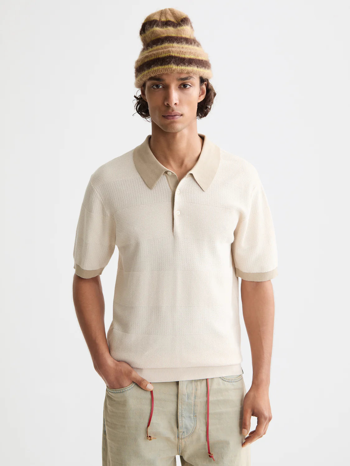 Scotch & Soda Regular-fit Knitted Polo - Eggnog