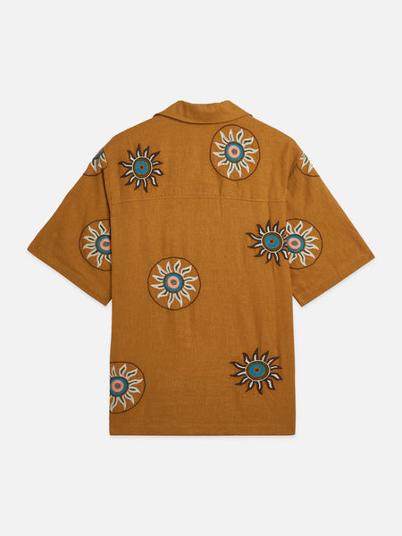 Scotch & Soda Embroidered Linen Mix S/S Shirt - Cathay Spice