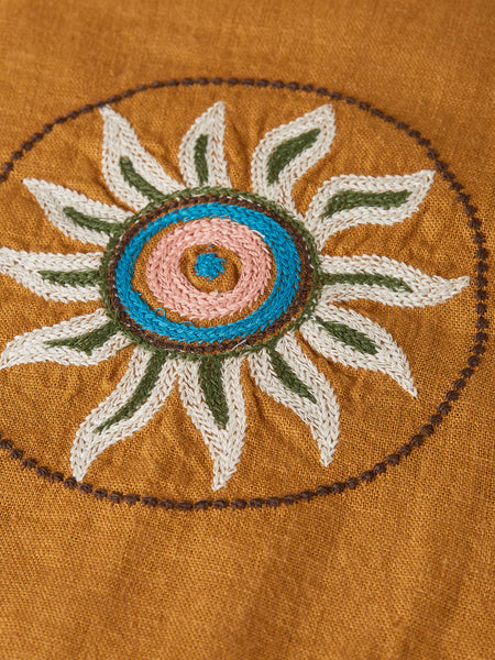Scotch & Soda Embroidered Linen Mix S/S Shirt - Cathay Spice